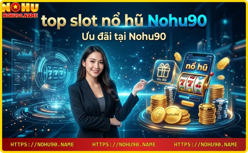 Hình ảnh đống tiền vàng và hộp quà phát sáng thể hiện các chương trình khuyến mãi và ưu đãi tại Nohu90