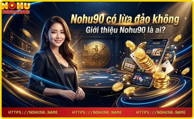 Hình ảnh giới thiệu Nohu90 là nhà cái uy tín với biểu tượng sang trọng và giấy chứng nhận